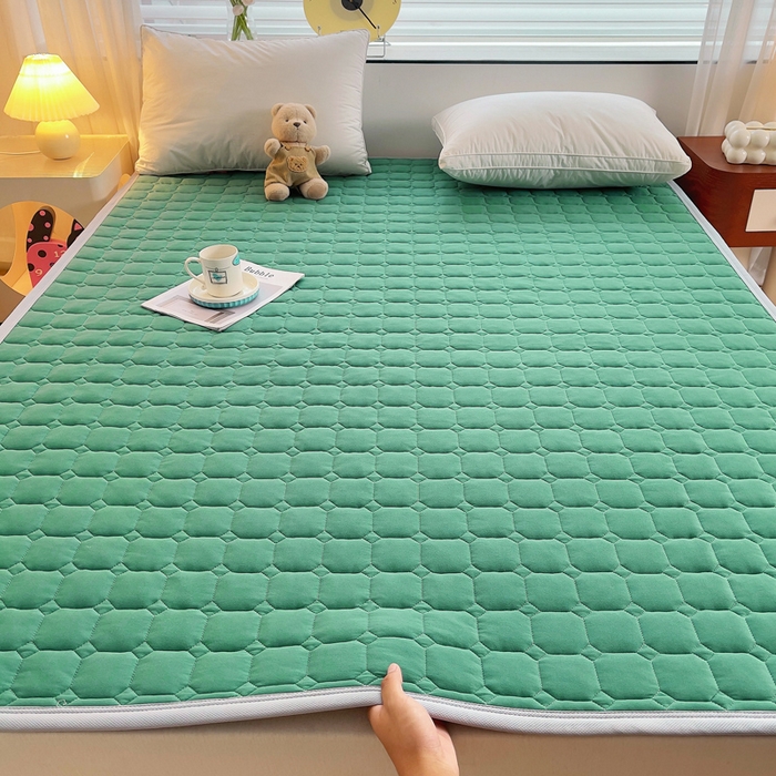 91家纺网 家纺一手货源 找家纺 小叮当家纺仓储工厂店 2025新款薄垫针织系列床护垫床垫-针织 针织苹果绿