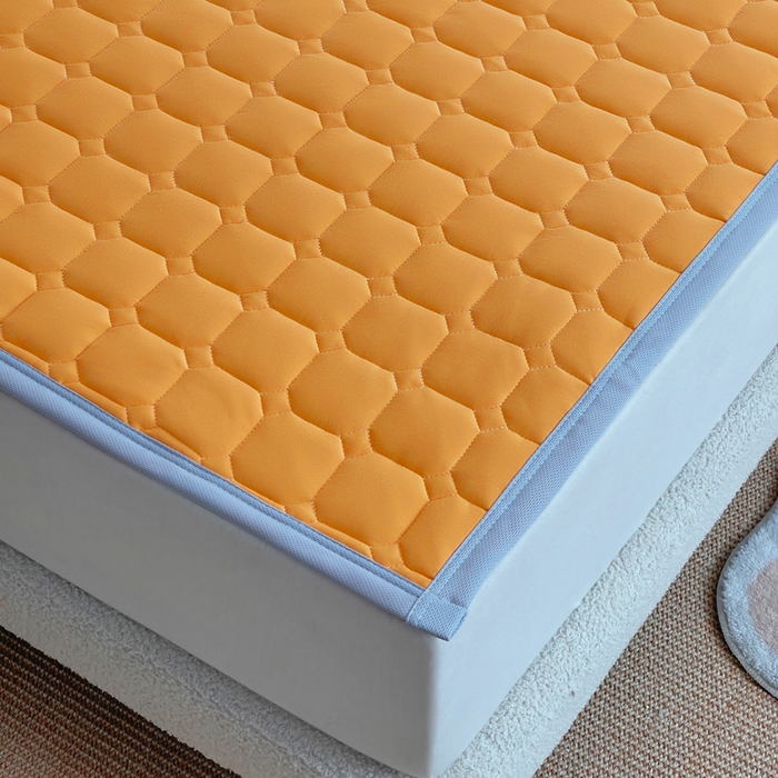 91家纺网 家纺一手货源 找家纺 小叮当家纺仓储工厂店 2025新款薄垫针织系列床护垫床垫-针织 针织橘色