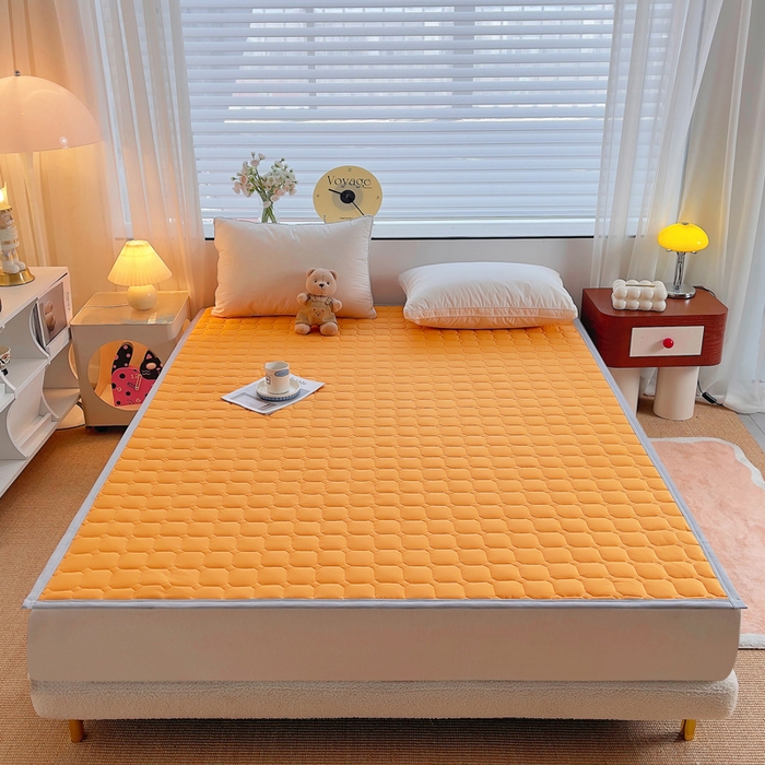 91家纺网 家纺一手货源 找家纺 小叮当家纺仓储工厂店 2025新款薄垫针织系列床护垫床垫-针织 针织橘色