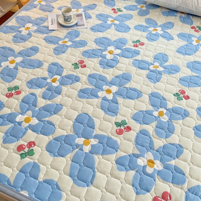 91家纺网 家纺一手货源 找家纺 小叮当家纺仓储工厂店 2025新款薄垫针织系列床护垫床垫-针织 针织蓝花