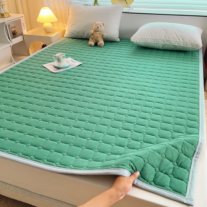 91家纺网 家纺一手货源 找家纺 小叮当家纺仓储工厂店 2025新款薄垫针织系列床护垫床垫-针织 针织苹果绿