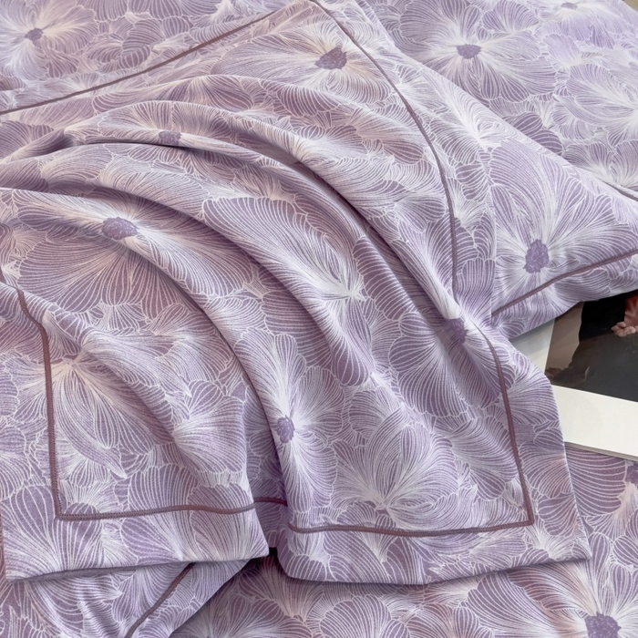 91家纺网 家纺一手货源 找家纺 雲归梦 2025新款纯棉加厚磨毛多规格磨毛四件套 浮萍紫