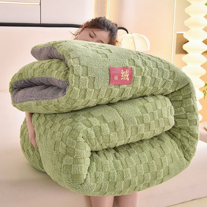 91家纺网 家纺一手货源 找家纺 小叮当家纺仓储工厂店 2025全新塔芙绒冬被加厚牛奶绒羊羔绒被子被芯 暖绒绿