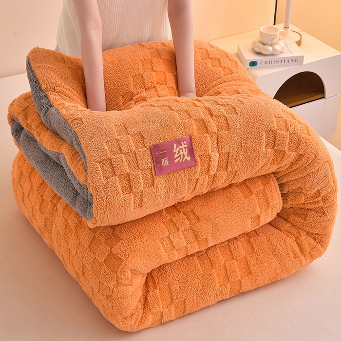 91家纺网 家纺一手货源 找家纺 小叮当家纺仓储工厂店 2025全新塔芙绒冬被加厚牛奶绒羊羔绒被子被芯 暖绒橙
