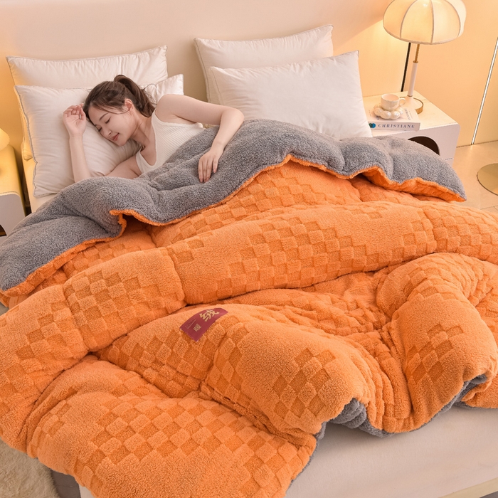 91家纺网 家纺一手货源 找家纺 小叮当家纺仓储工厂店 2025全新塔芙绒冬被加厚牛奶绒羊羔绒被子被芯 暖绒橙