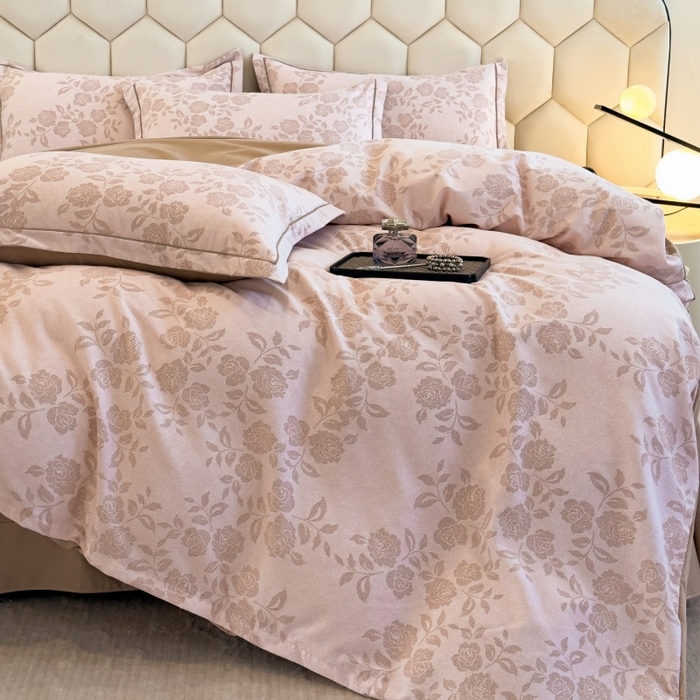 91家纺网 家纺一手货源 找家纺 雲归梦 2025新款纯棉加厚磨毛多规格磨毛四件套 玫瑰之心粉