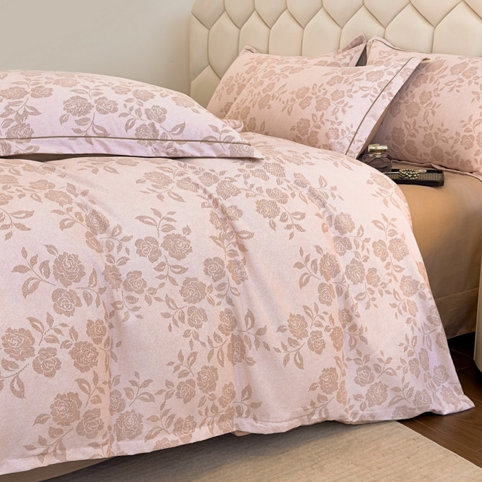 91家纺网 家纺一手货源 找家纺 雲归梦 2025新款纯棉加厚磨毛多规格磨毛四件套 玫瑰之心粉