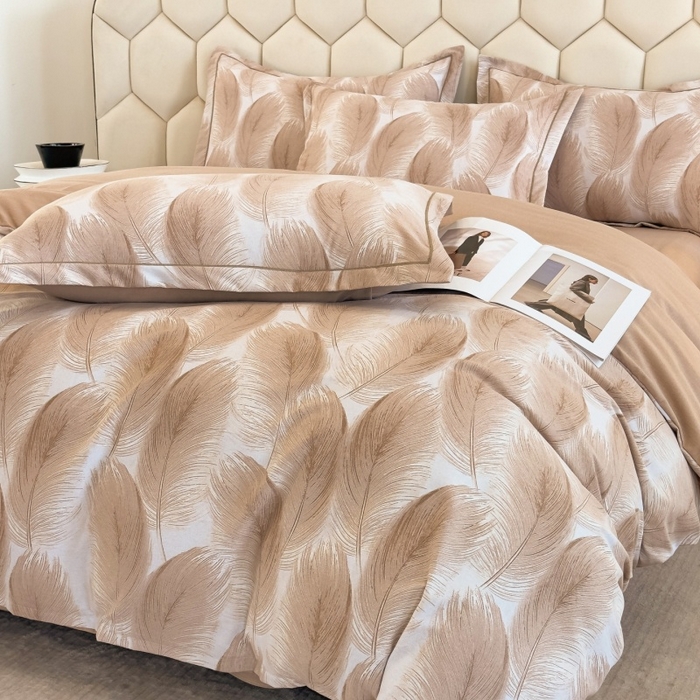 91家纺网 家纺一手货源 找家纺 雲归梦 2025新款纯棉加厚磨毛多规格磨毛四件套 闪耀咖