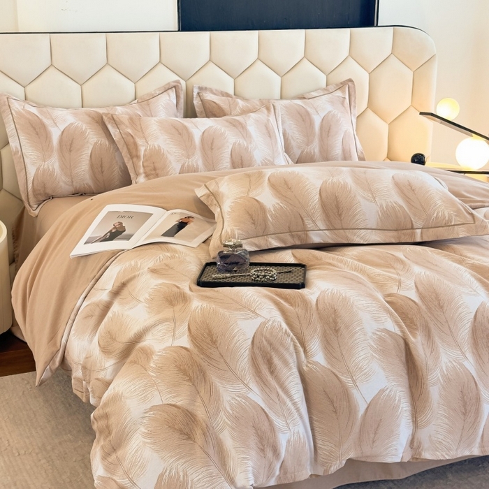 91家纺网 家纺一手货源 找家纺 雲归梦 2025新款纯棉加厚磨毛多规格磨毛四件套 闪耀咖