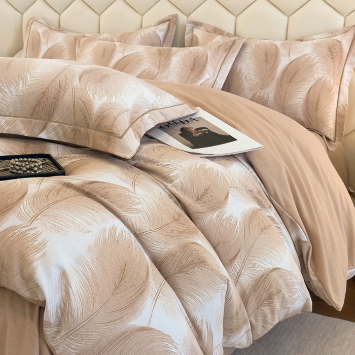 91家纺网 家纺一手货源 找家纺 雲归梦 2025新款纯棉加厚磨毛多规格磨毛四件套 闪耀咖