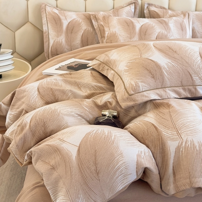 91家纺网 家纺一手货源 找家纺 雲归梦 2025新款纯棉加厚磨毛多规格磨毛四件套 闪耀咖