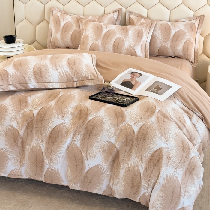 91家纺网 家纺一手货源 找家纺 雲归梦 2025新款纯棉加厚磨毛多规格磨毛四件套 闪耀咖