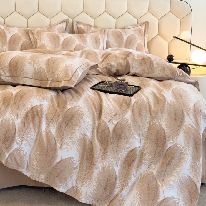 91家纺网 家纺一手货源 找家纺 雲归梦 2025新款纯棉加厚磨毛多规格磨毛四件套 闪耀咖