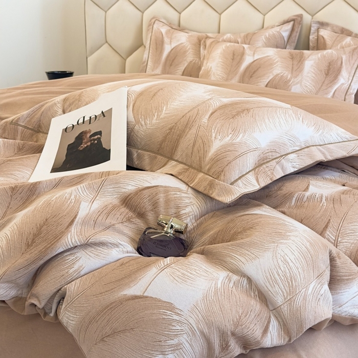 91家纺网 家纺一手货源 找家纺 雲归梦 2025新款纯棉加厚磨毛多规格磨毛四件套 闪耀咖