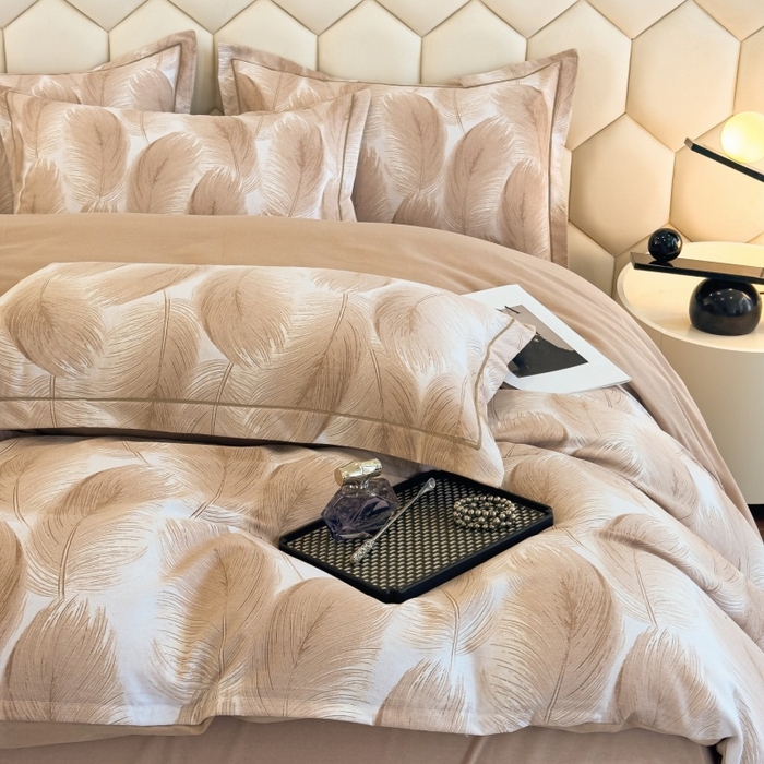 91家纺网 家纺一手货源 找家纺 雲归梦 2025新款纯棉加厚磨毛多规格磨毛四件套 闪耀咖