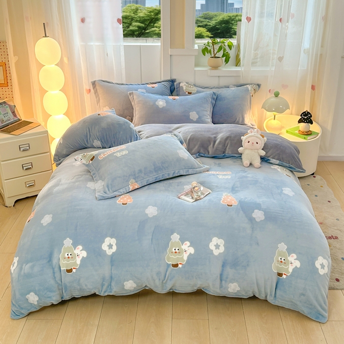 91家纺网 家纺一手货源 找家纺 （总）优姿家纺 2025新款高克重牛奶绒印花单被套