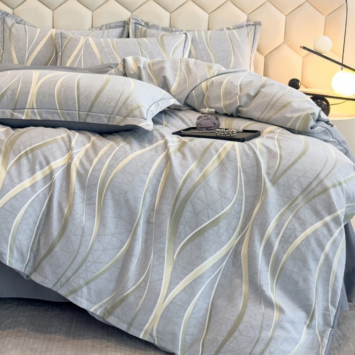 91家纺网 家纺一手货源 找家纺 雲归梦 2025新款纯棉加厚磨毛多规格磨毛四件套 岁月长河灰