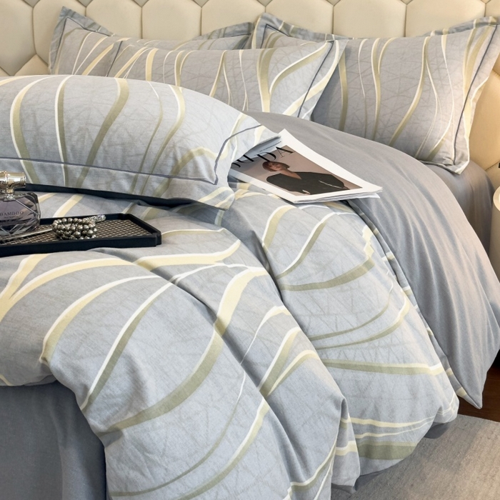 91家纺网 家纺一手货源 找家纺 雲归梦 2025新款纯棉加厚磨毛多规格磨毛四件套 岁月长河灰