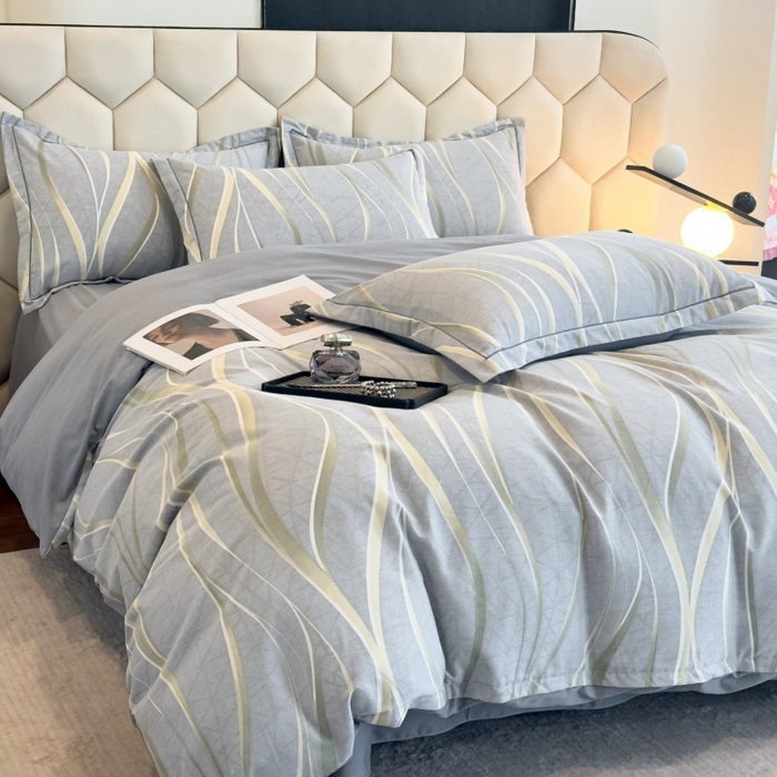 91家纺网 家纺一手货源 找家纺 雲归梦 2025新款纯棉加厚磨毛多规格磨毛四件套 岁月长河灰