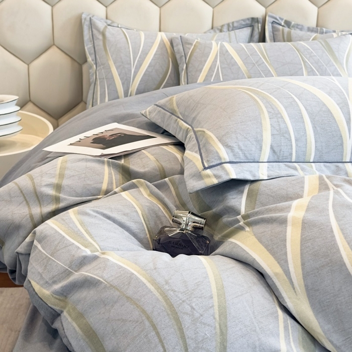 91家纺网 家纺一手货源 找家纺 雲归梦 2025新款纯棉加厚磨毛多规格磨毛四件套 岁月长河灰