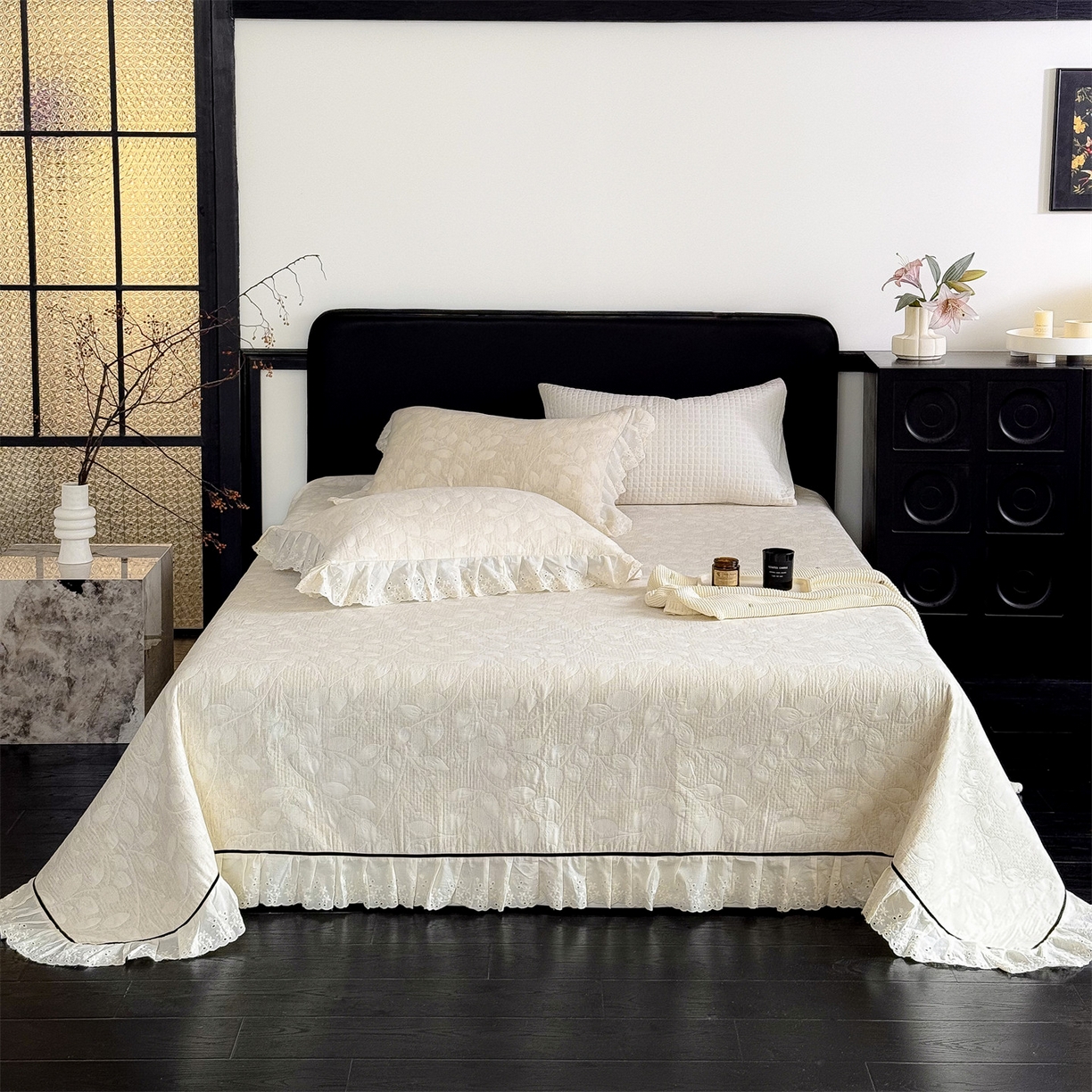 91家纺网 家纺一手货源 找家纺 （总）金鹰 2025新款A类全棉花边棉麻空气层床盖