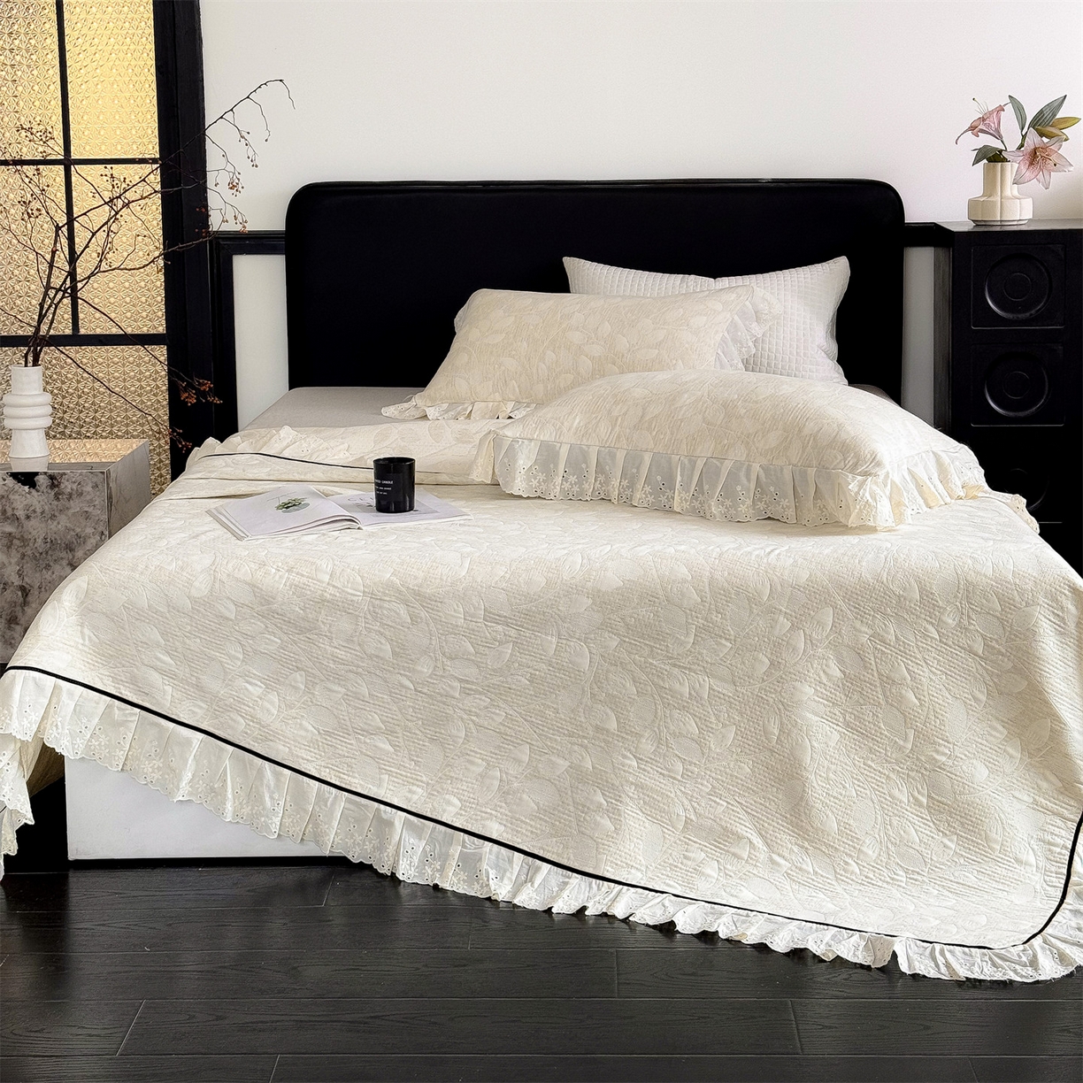 91家纺网 家纺一手货源 找家纺 （总）金鹰 2025新款A类全棉花边棉麻空气层床盖