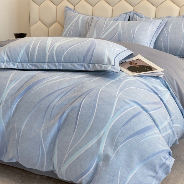 91家纺网 家纺一手货源 找家纺 雲归梦 2025新款纯棉加厚磨毛多规格磨毛四件套 岁月长河蓝