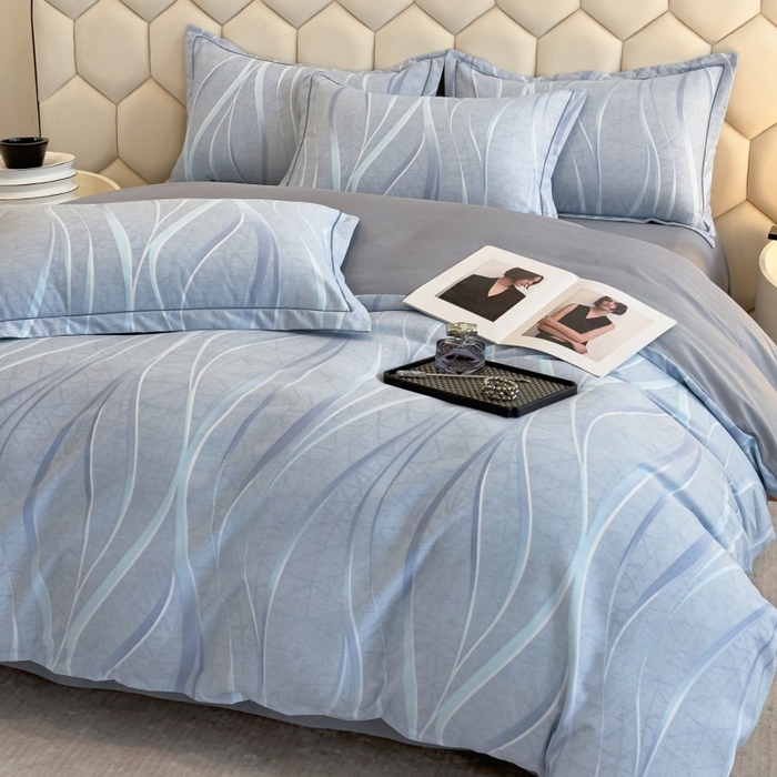 91家纺网 家纺一手货源 找家纺 雲归梦 2025新款纯棉加厚磨毛多规格磨毛四件套 岁月长河蓝