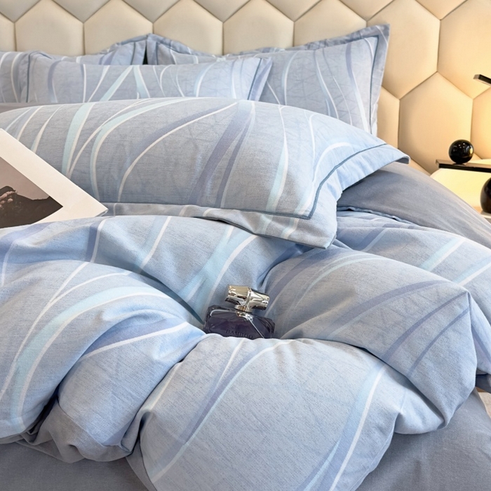 91家纺网 家纺一手货源 找家纺 雲归梦 2025新款纯棉加厚磨毛多规格磨毛四件套 岁月长河蓝