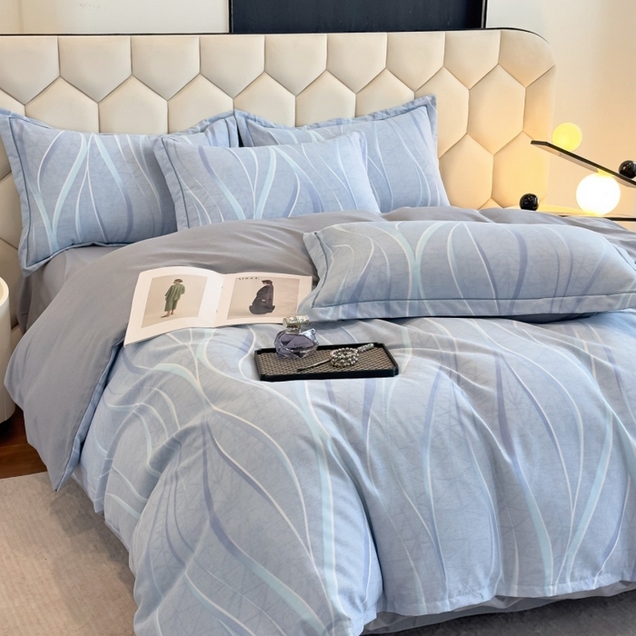 91家纺网 家纺一手货源 找家纺 雲归梦 2025新款纯棉加厚磨毛多规格磨毛四件套 岁月长河蓝