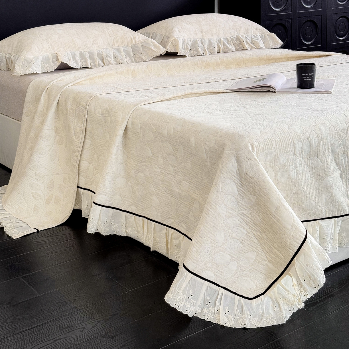 91家纺网 家纺一手货源 找家纺 （总）金鹰 2025新款A类全棉花边棉麻空气层床盖