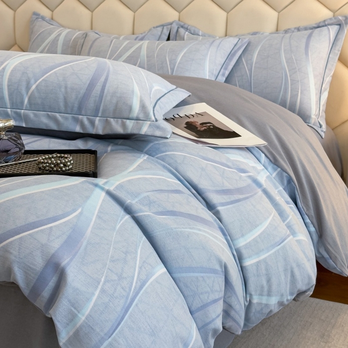 91家纺网 家纺一手货源 找家纺 雲归梦 2025新款纯棉加厚磨毛多规格磨毛四件套 岁月长河蓝