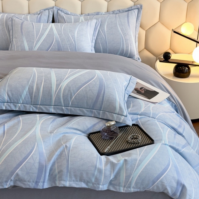 91家纺网 家纺一手货源 找家纺 雲归梦 2025新款纯棉加厚磨毛多规格磨毛四件套 岁月长河蓝