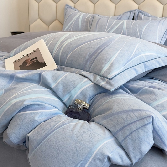 91家纺网 家纺一手货源 找家纺 雲归梦 2025新款纯棉加厚磨毛多规格磨毛四件套 岁月长河蓝