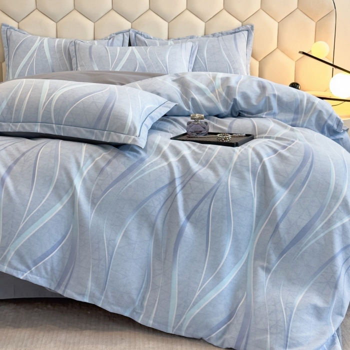 91家纺网 家纺一手货源 找家纺 雲归梦 2025新款纯棉加厚磨毛多规格磨毛四件套 岁月长河蓝