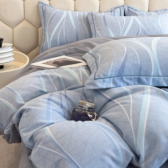 91家纺网 家纺一手货源 找家纺 雲归梦 2025新款纯棉加厚磨毛多规格磨毛四件套 岁月长河蓝