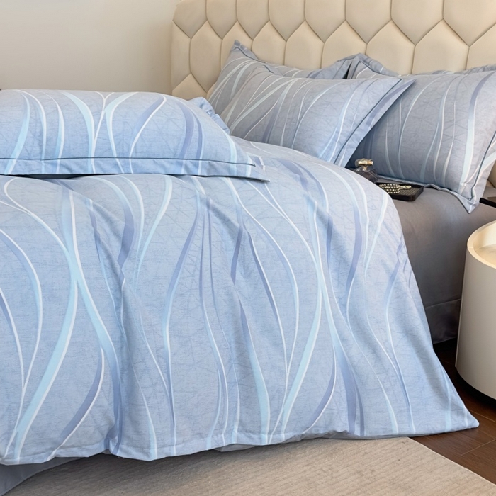 91家纺网 家纺一手货源 找家纺 雲归梦 2025新款纯棉加厚磨毛多规格磨毛四件套 岁月长河蓝