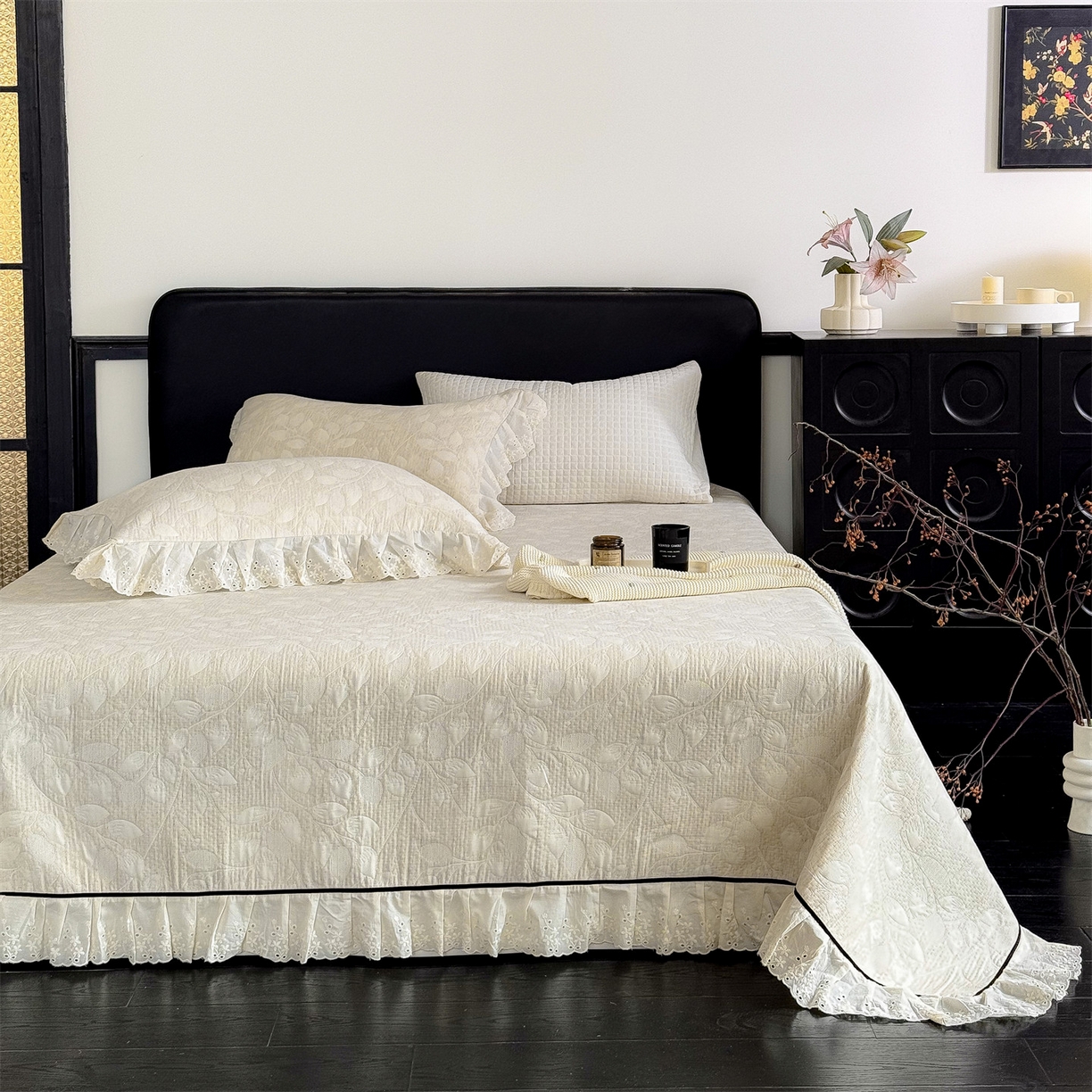 91家纺网 家纺一手货源 找家纺 （总）金鹰 2025新款A类全棉花边棉麻空气层床盖