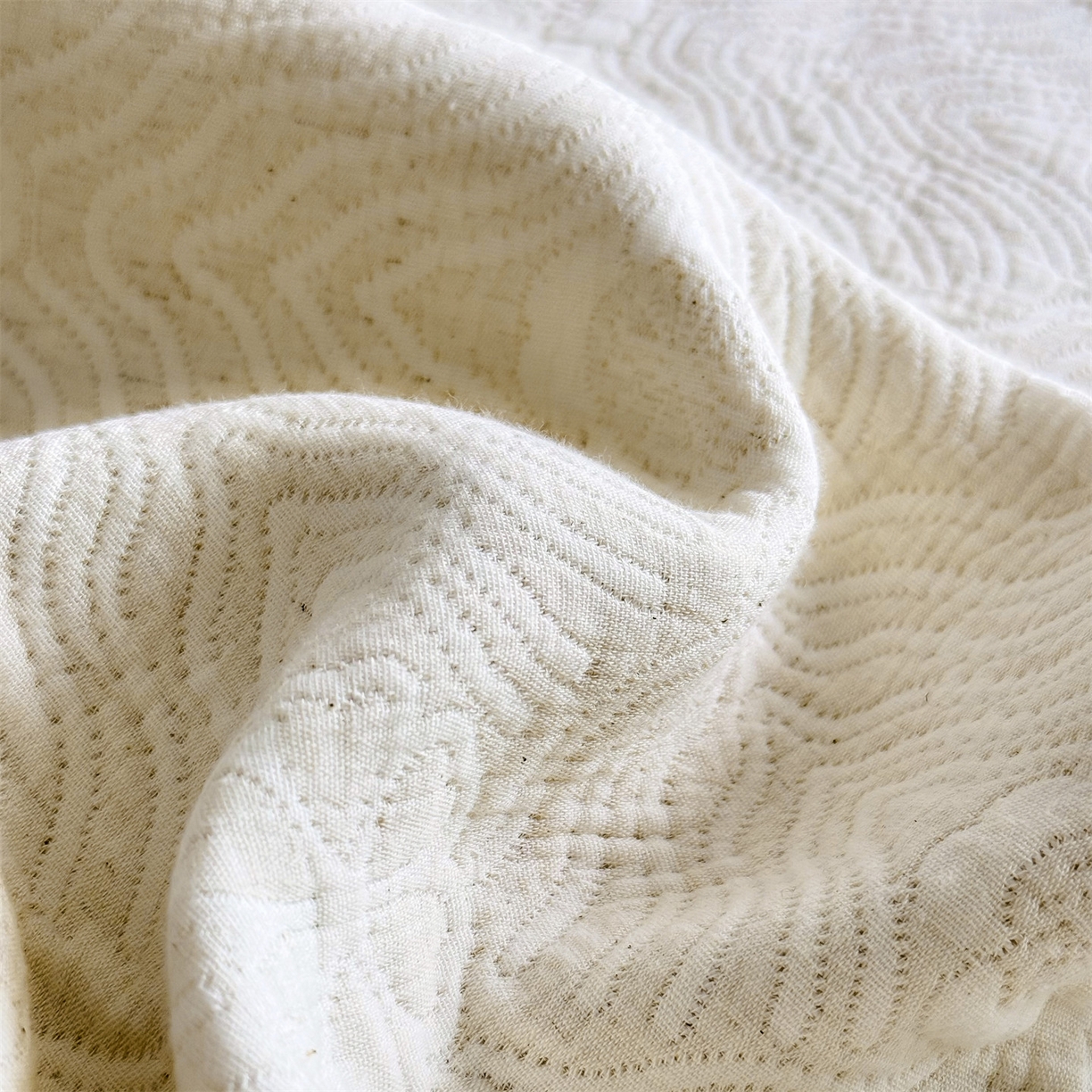 91家纺网 家纺一手货源 找家纺 金鹰 2025新款A类全棉花边棉麻空气层床盖 花边床盖-兰素