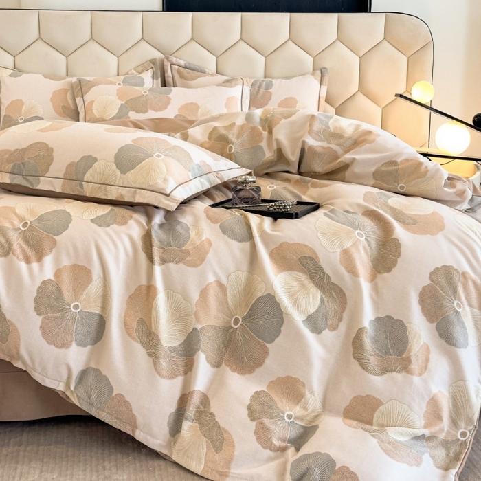 91家纺网 家纺一手货源 找家纺 雲归梦 2025新款纯棉加厚磨毛多规格磨毛四件套 乌木茶香米