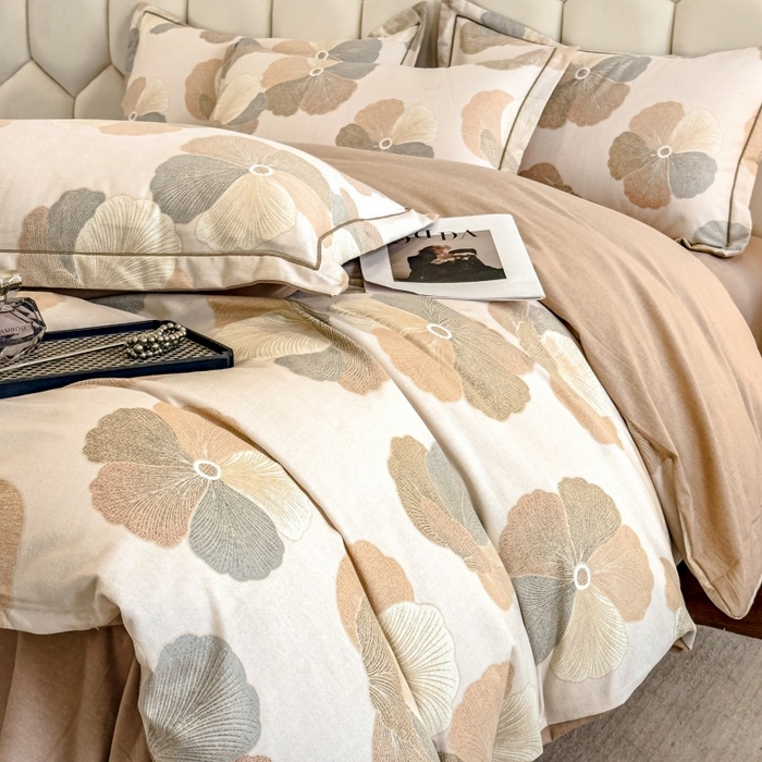 91家纺网 家纺一手货源 找家纺 雲归梦 2025新款纯棉加厚磨毛多规格磨毛四件套 乌木茶香米