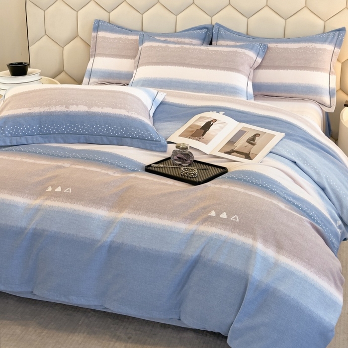 91家纺网 家纺一手货源 找家纺 雲归梦 2025新款纯棉加厚磨毛多规格磨毛四件套 星空蓝