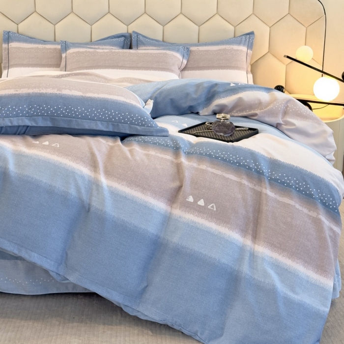 91家纺网 家纺一手货源 找家纺 雲归梦 2025新款纯棉加厚磨毛多规格磨毛四件套 星空蓝