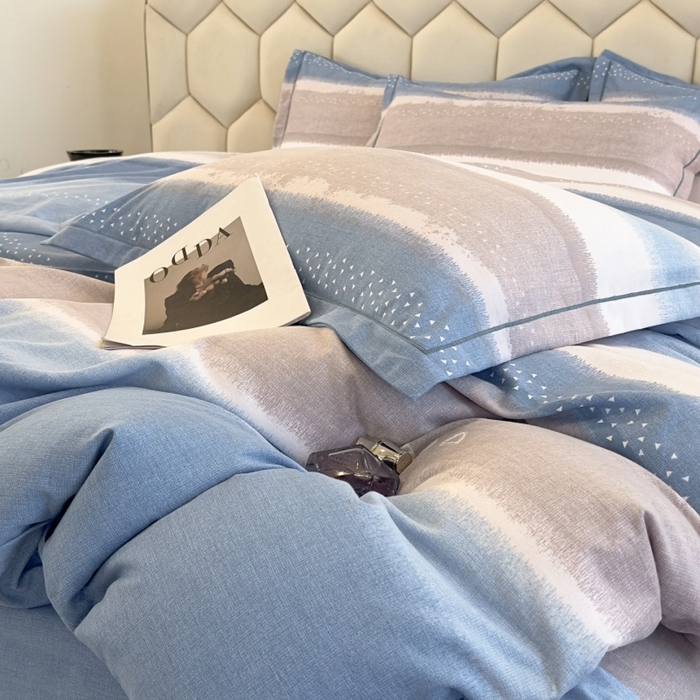 91家纺网 家纺一手货源 找家纺 雲归梦 2025新款纯棉加厚磨毛多规格磨毛四件套 星空蓝