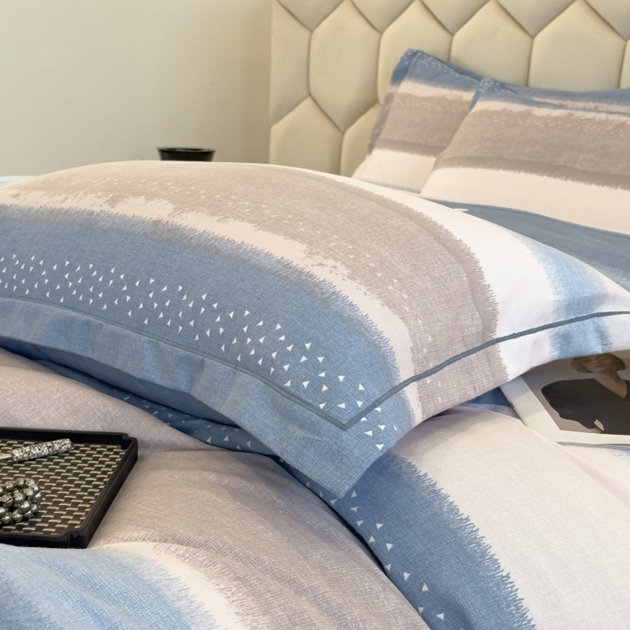 91家纺网 家纺一手货源 找家纺 雲归梦 2025新款纯棉加厚磨毛多规格磨毛四件套 星空蓝