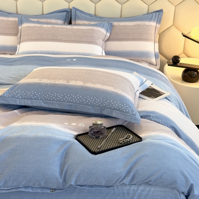 91家纺网 家纺一手货源 找家纺 雲归梦 2025新款纯棉加厚磨毛多规格磨毛四件套 星空蓝