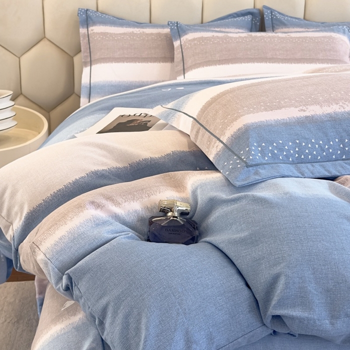 91家纺网 家纺一手货源 找家纺 雲归梦 2025新款纯棉加厚磨毛多规格磨毛四件套 星空蓝