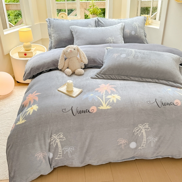 91家纺网 家纺一手货源 找家纺 优姿家纺 2025新款高克重牛奶绒印花单被套 半夏时光