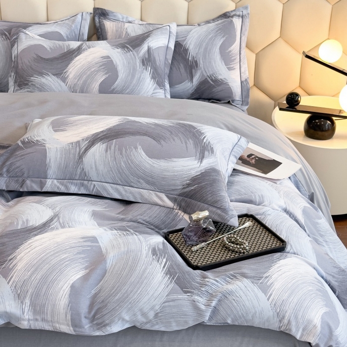 91家纺网 家纺一手货源 找家纺 雲归梦 2025新款纯棉加厚磨毛多规格磨毛四件套 旋风蓝