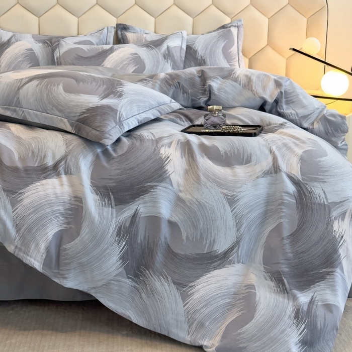 91家纺网 家纺一手货源 找家纺 雲归梦 2025新款纯棉加厚磨毛多规格磨毛四件套 旋风蓝